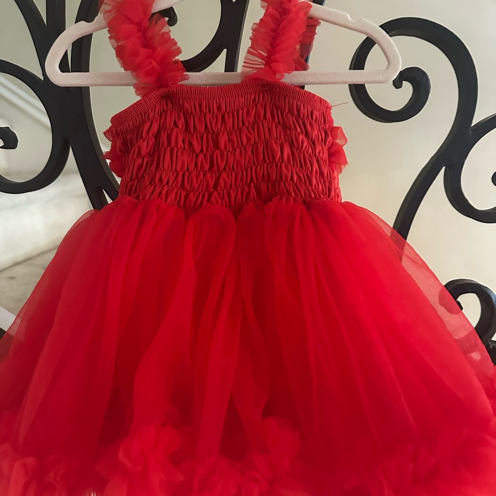 Red Tulle Ruffled Formal Dress